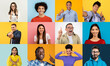 © Prostock-studio - A diverse group of individuals expresses joy and positivity through smiles and gestures. This colorful collage captures their cheerful lifestyles in a lively setting, emphasizing unity in diversity.