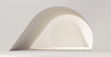 Poster - Abstract white corridor empty interior room background, 3d rendering.