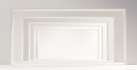 Poster - Abstract white corridor empty interior room background, 3d rendering.