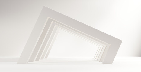 Poster - Abstract white corridor empty interior room background, 3d rendering.