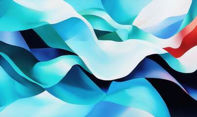 Poster - Dynamic Abstract Waves in Blue Tones Creating a Fluid and Artistic Visual Experience with Vibrant Color and Fluidity