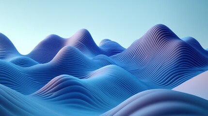 Wall Mural - Abstract blue wavescape under clear sky.