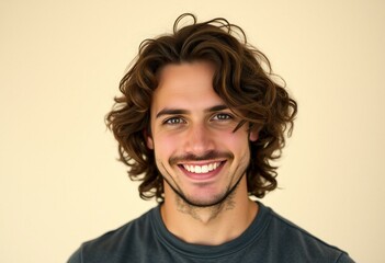 Wall Mural - Man with long brown hair in a relaxed pose