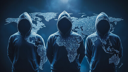 Hacker are planning to hack and attack networks and cyber security systems.team people innovation connection of line from nail node to node on map background , networking concept