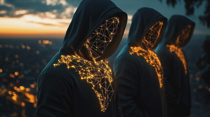 Hacker are planning to hack and attack networks and cyber security systems.team people innovation connection of line from nail node to node on map background , networking concept