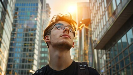 Wall Mural - The Young Man in City