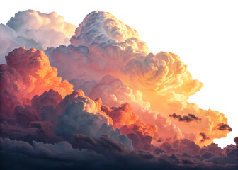 sky canvas: a breathtaking, vibrant sky filled with majestic clouds, painted in hues of orange, pink