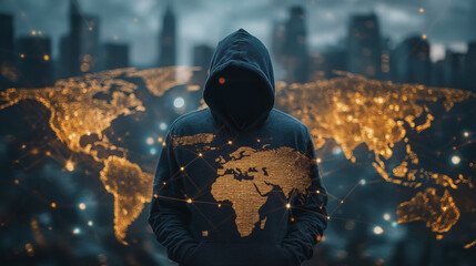 Hacker are planning to hack and attack networks and cyber security systems.team people innovation connection of line from nail node to node on map background , networking concept