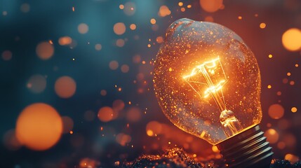 Wall Mural - light bulb glowing with soft shimmering particles in a tranquil atmospheric background