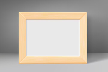 Poster - Blank wood frame with white paper. 3d vector mockup