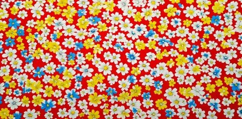Poster - With a groovy seventies nature backdrop and whimsical hippie flowers, this colorful floral seamless pattern illustration presents a vintage flower background art design, a retro pastel color spring