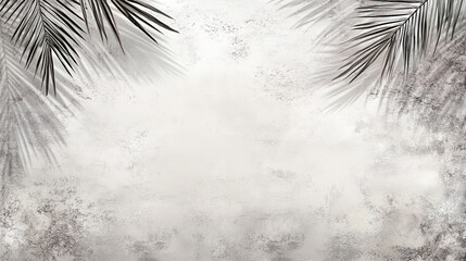 Poster - The light cream wall features blurred shadows of palm leaves, making for a beautiful and minimalistic summer spring setting for product presentation