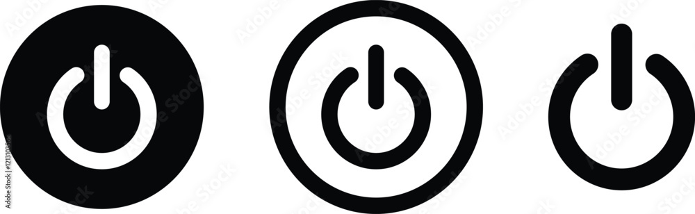 Power On Off Button icon in flat line set. vector for apps or web ...