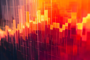 Poster - Abstract red and orange stock market graph displaying economic trends in finance : Generative AI