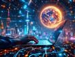 © webdesign - Glowing Earth with digital network lines