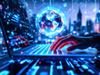 © webdesign - Glowing Earth with digital network lines