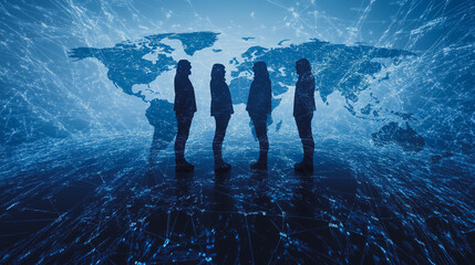 Hacker are planning to hack and attack networks and cyber security systems.team people innovation connection of line from nail node to node on map background , networking concept