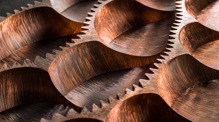 Poster - detailed view of beautifully crafted metal pieces featuring smooth curves and sharp edges. the warm 