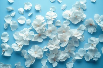 Sticker - Beautiful white spring flower petals in air