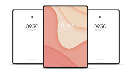 Aufkleber - 3D Tablet frame less blank screen. Empty screen device tablet mockup element. Can be used for mobile app, UI UX, business presentations. High quality EPS10 ultra realistic tablet with editable screen