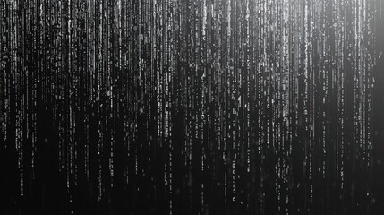 Poster - Bright vertical lines resembling falling binary code create a mesmerizing effect in a dark digital space. This visual evokes a sense of technology and transformation