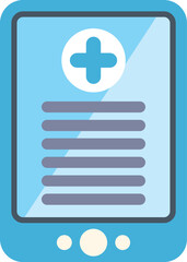 Poster - online medical consultation using mobile app with medical cross symbol being displayed