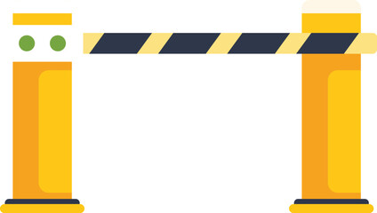 Poster - yellow security gate blocking passage in flat design style