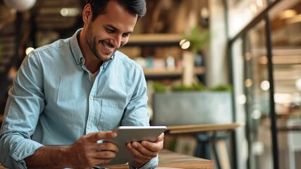 Wall Mural - The Smiling Man with Tablet