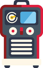 Poster - inverter welding machine standing on wheels and showing control panel with buttons and display