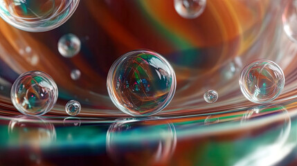 Poster - Colorful Spectrum of Reflective Bubbles Creating Mesmerizing Light Patterns