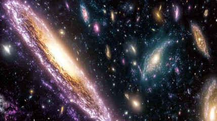 Aufkleber - Ethereal Celestial Vista Showcasing the Wonders of Deep Space and Vibrant Cosmic Nebulae