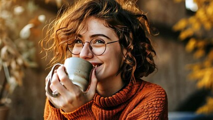 Sticker - The Woman Enjoying Coffee