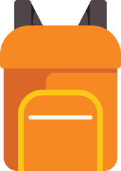 Poster - illustration of an orange backpack standing with two zipped pockets, great visual for travel and sch
