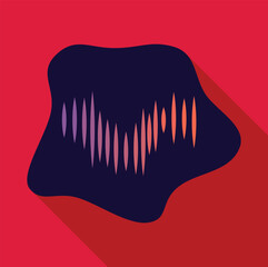 Poster - Colorful sound wave vibrating inside an abstract shape, representing audio, music, voice, or sound design