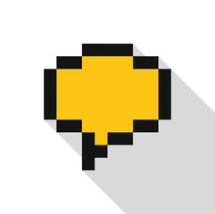 Poster - yellow pixel art speech bubble with long shadow, representing online chat and digital conversation