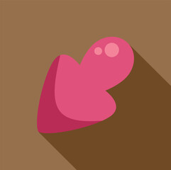 Poster - stylized pink arrow pointing downwards, casting a long shadow on a simple brown background, ideal fo