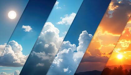 digital design banner weather forecast. visual display of various weather conditions. different sky 