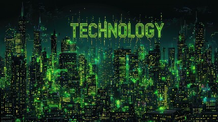 Poster - Futuristic Cityscape Illuminated By Green Technology