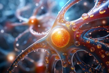 Poster - Artistic Rendering of Neuron Connections in The Human Brain. Neural Network, Synapses.
