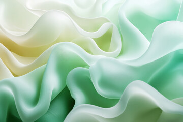 Poster - Soft abstract design with fluid organic shapes in pastel green and cream tones showcasing calming textures and depth