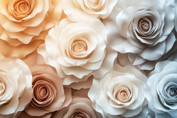 Poster - Soft layered abstract pattern with rose-like forms in neutral tones creating a minimalist artistic effect