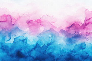 Poster - Soft pastel ombre watercolor texture blending blue and pink with flowing edges for a dreamy aesthetic
