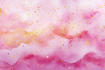 Poster - Soft watercolor texture in pastel pink with golden specks and smooth gradients creating a luxurious artistic background