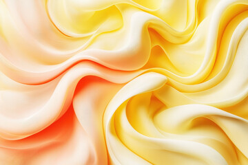 Poster - Swirling organic shapes in vibrant warm tones of golden yellow and coral on a clean white background