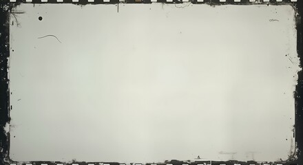 Aufkleber - Aged film strip shows blank space. Noisy film frame heavy scratches dust, grain. Old analog photo shows empty space in distressed style. Abstract grunge texture with vintage effect. Blank template