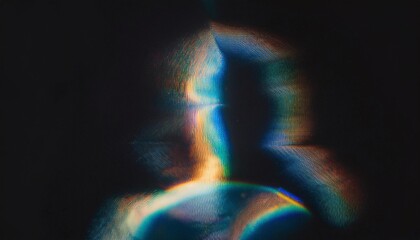 Wall Mural - iridescent blurred grainy silhouette on black background