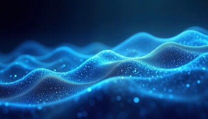 Leinwandbilder - Abstract digital design background displays glowing blue waves. Futuristic tech pattern with light effect. Dynamic energy curve suggests motion, flow. Suitable for tech wallpaper futuristic concept