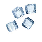 Four Flying Ice Cubes Isolated on White 