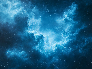 stunning deep space nebula with glowing blue clouds and stars