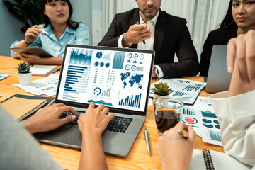 Poster - financial data analysis dashboard by fintech bi or business intelligence display on laptop screen to